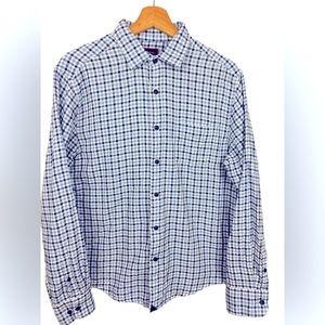 UNTUCKit Men’s Medium Light Blue & Navy Checkered Long Sleeve Button Down Shirt
